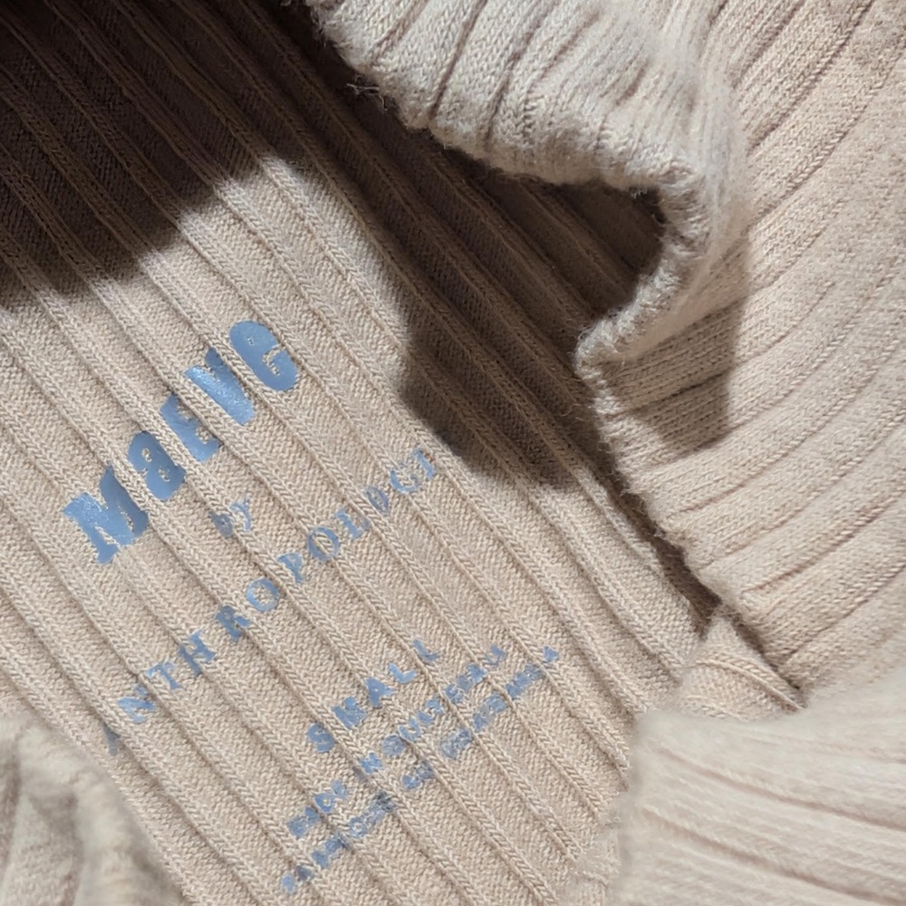 ANTHROPOLOGIE MAEVE Mock Neck Ribbed Knit Long Sleeve Top - Picture 3 of 6